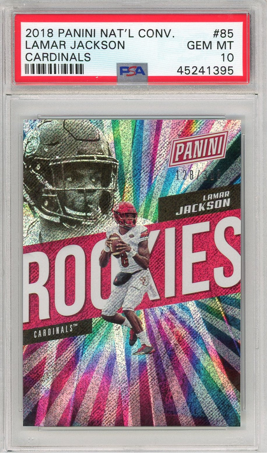 Graded 2018 Panini National Convention Lamar Jackson #85 Cardinals #/3