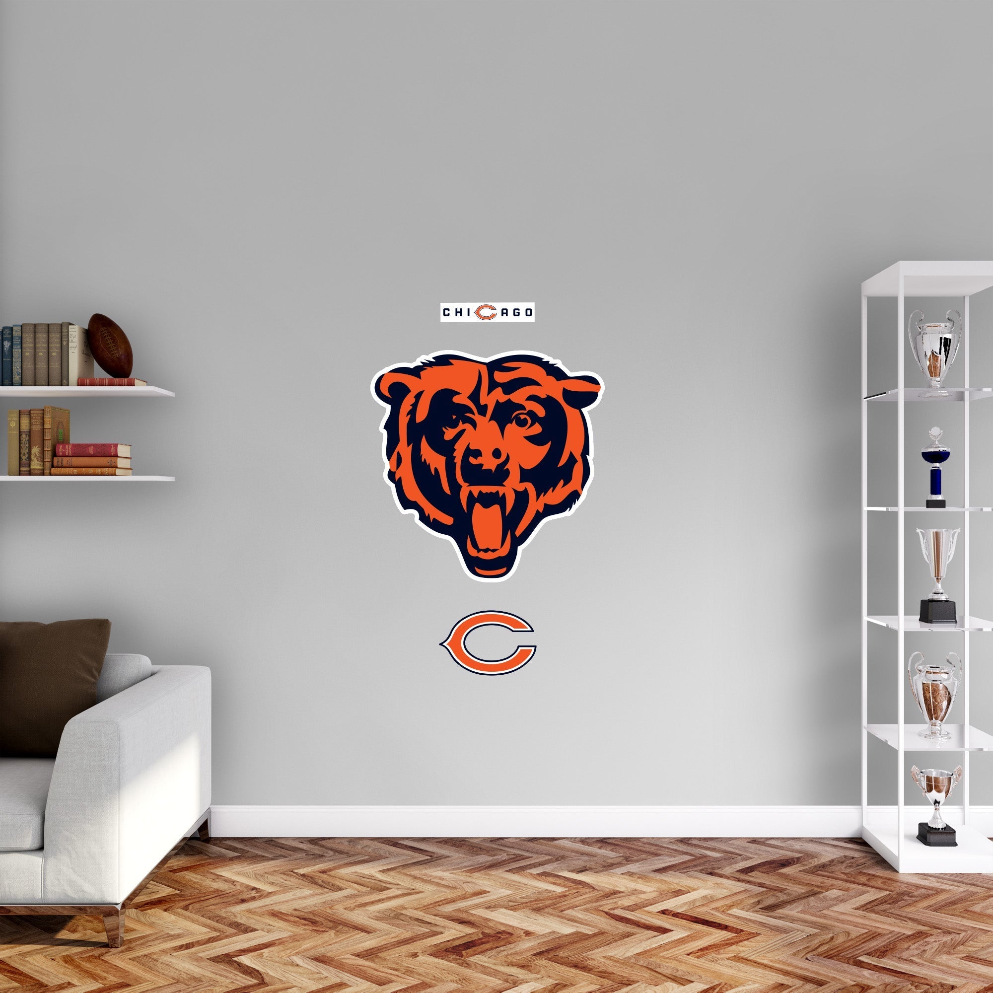 Chicago Bears - RealBig Head Logo Collection - Official NFL - Reusable Vinyl Wall Decals