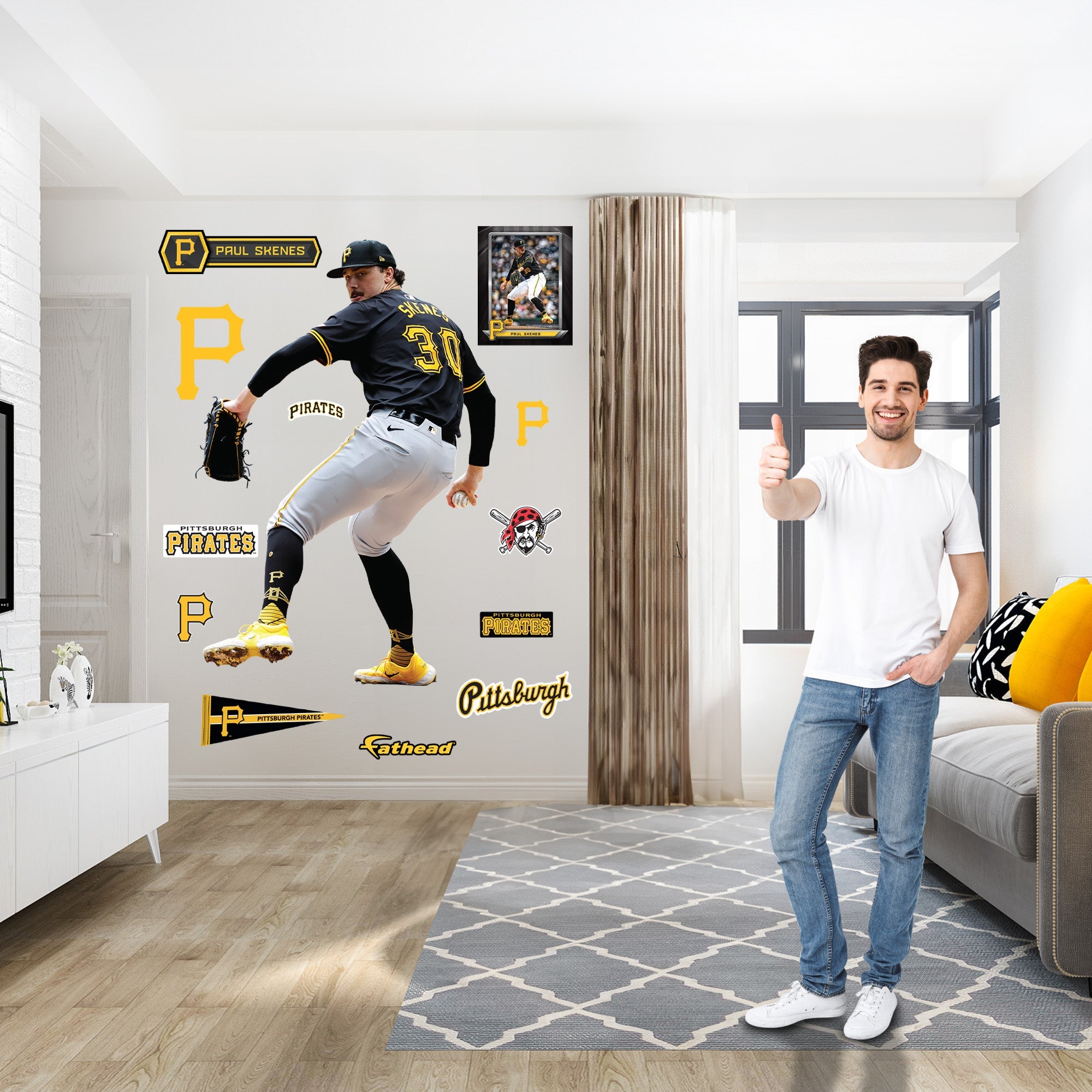 Paul Skenes - RealBig Black Jersey Collection - Official MLB - Pittsburgh Pirates - Reusable Vinyl Wall Decals