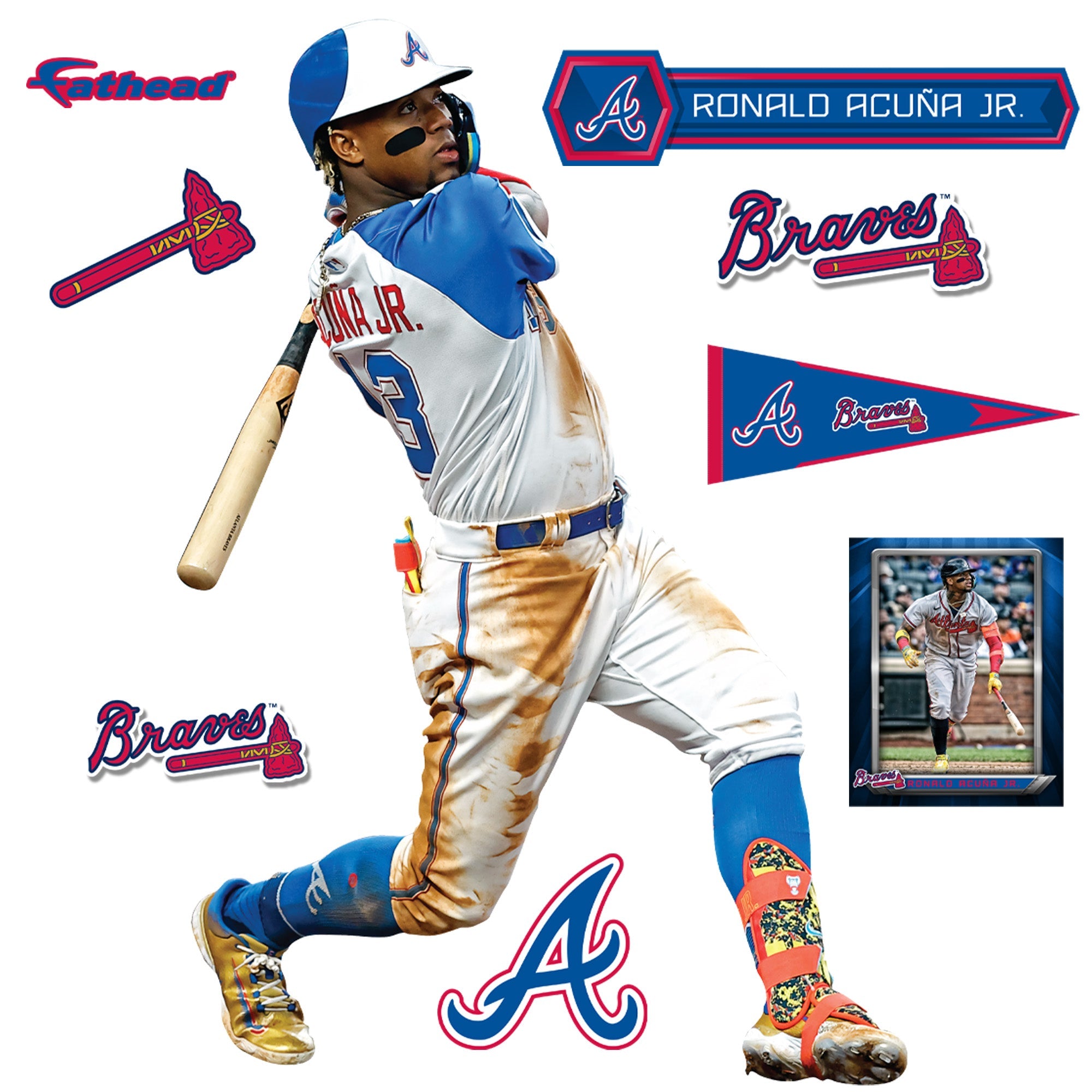 Ronald Acuña Jr. - RealBig City Connect Collection - Official MLB - Atlanta Braves - Reusable Vinyl Wall Decals