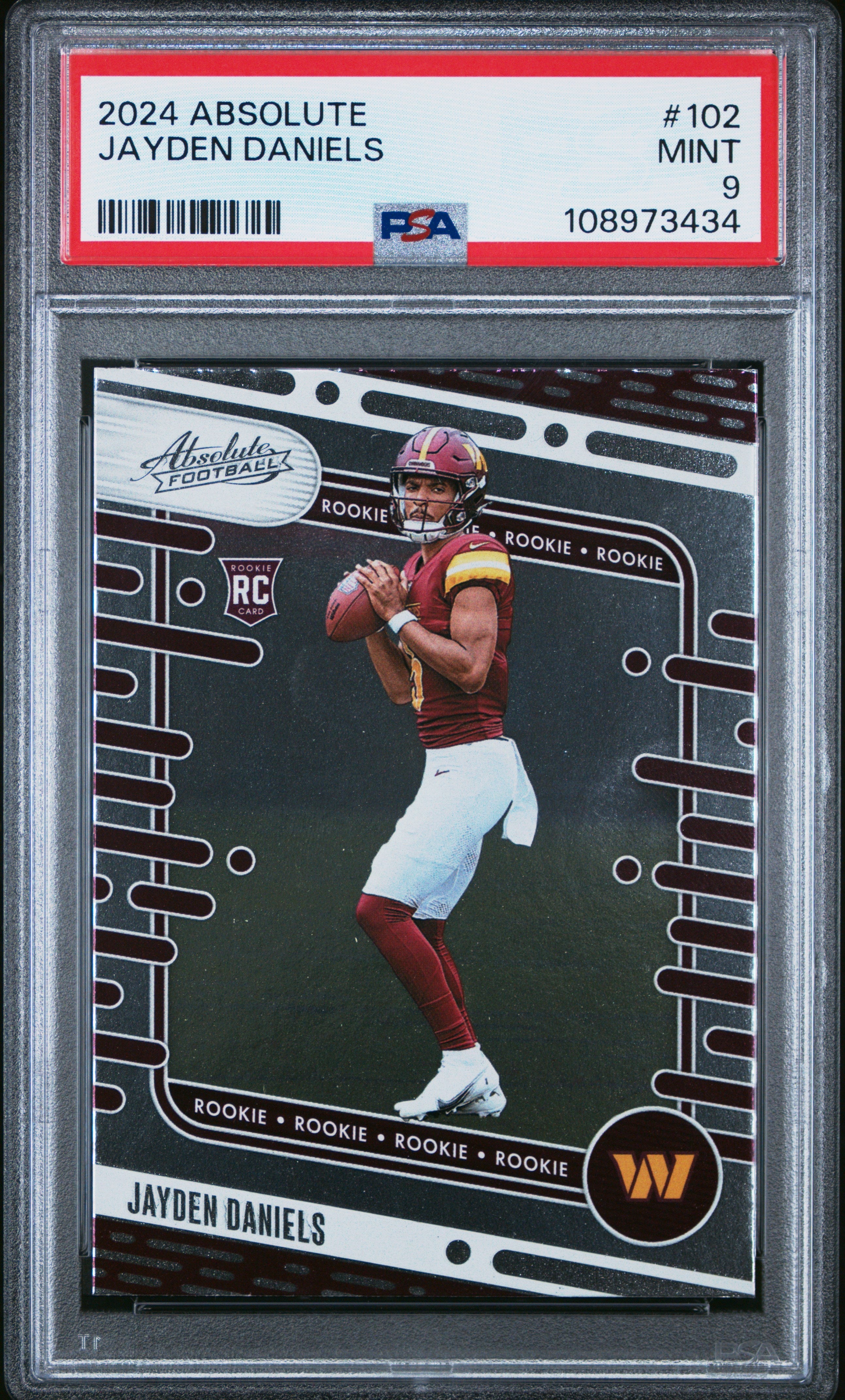 Graded 2024 Panini Absolute Jayden Daniels #102 Rookie RC Football Car