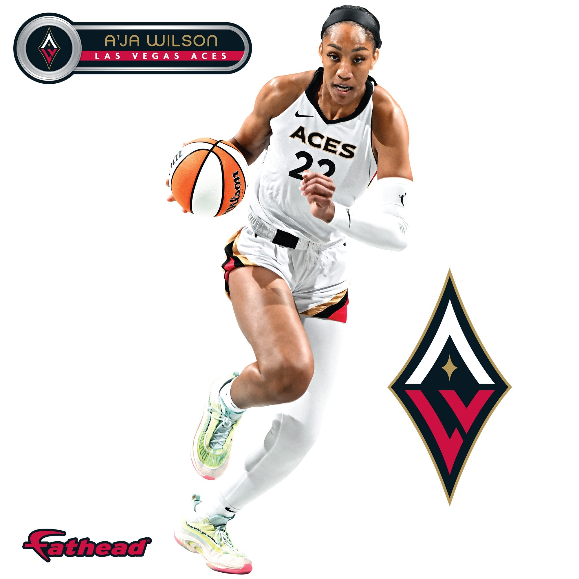 A'ja Wilson - RealBig Collection - Official WNBA - Las Vegas Aces - Reusable Vinyl Wall Decals