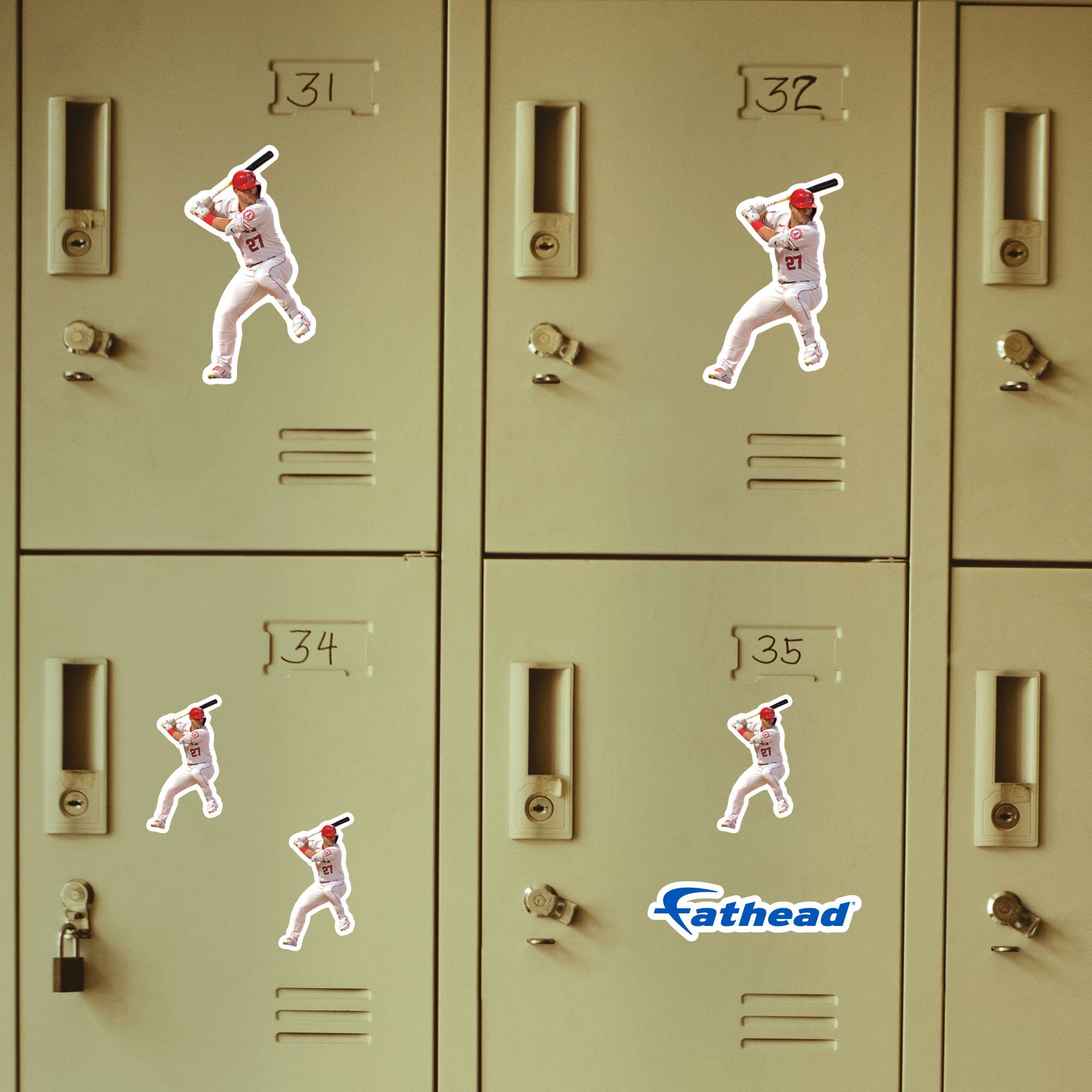 Mike Trout - 5 Player Minis (Mixed Sizes) - Official MLB - Los Angeles Angels - Reusable Vinyl Decals