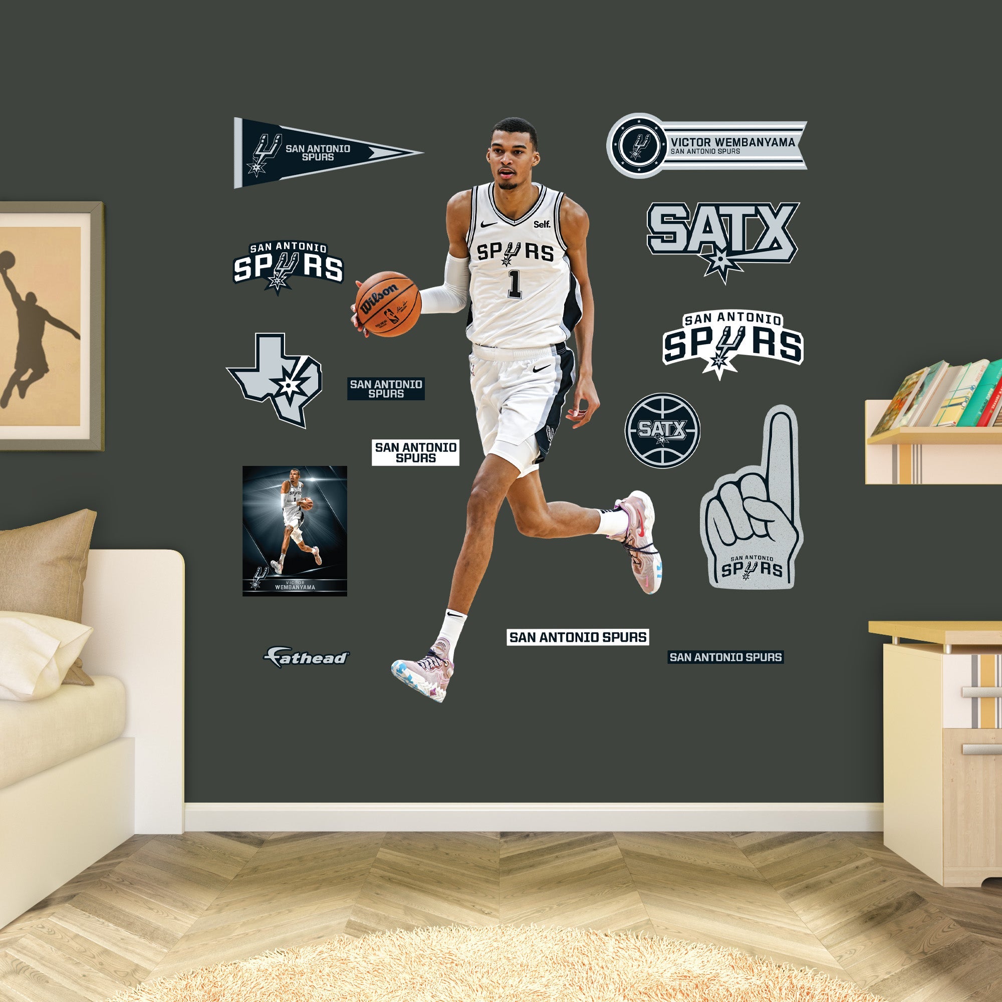 Victor Wembanyama - RealBig Collection - Official NBA - San Antonio Spurs - Reusable Vinyl Wall Decals