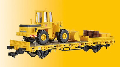 Kibri 26274 HO Scale Low-Side Work Gondola w/Wheel Loader Load - Ready to Run -- GleisBau (yellow)