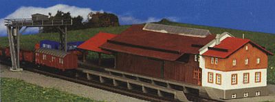 Kibri 36606 Z Scale Goods Shed w/Overhead Crane & Loading Ramp -- 7-7/8 x 2-3/8 x 2" 20 x 6 x 5cm