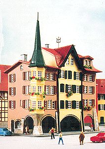 Kibri 36801 Z Scale Biel Townhouses pkg(3) -- 3-3/16 x 2-3/8 x 3-1/2" 8 x 6 x 9cm