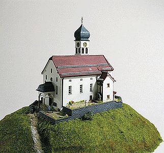 Kibri 37032 N Scale Church with Blue Turret -- 17 x 11.5 x 17cm