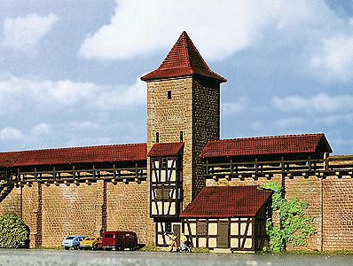 Kibri 37108 N Scale Rothenburg City Wall w/Tower -- Kit - 9 x 2-3/8 x 5-1/2" 23 x 6 x 14cm
