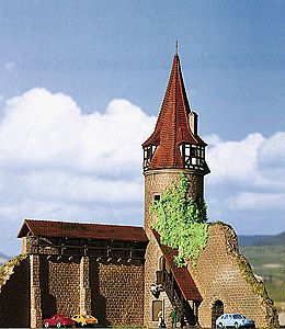 Kibri 37109 N Scale Round Tower with Wall in Marktbreit -- 6-11/16 x 5-1/2 x 7-7/8" 17 x 14 x 20cm