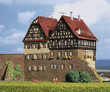 Kibri 37110 N Scale Row of Brick Houses in Schwabisch Hall -- 11-13/16 x 4-3/8 x 5-1/2" 30 x 11 x 14cm