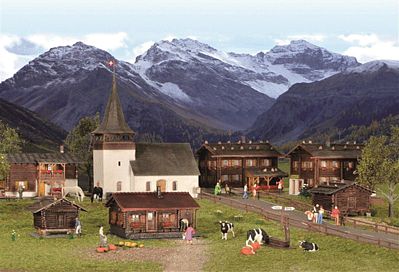 Kibri 38010 HO Scale Sertig-Dorfli 7-Building Village Set -- Kit