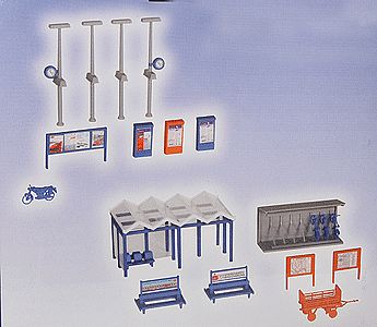 Kibri 38108 HO Scale Railroad Station Accessories Set