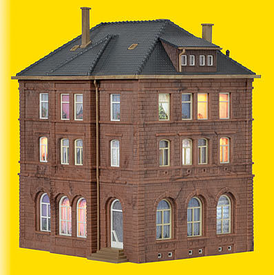Kibri 38199 HO Scale Railway Operations Office w/Lights -- Kit - 5-5/16 x 4-15/16 x 6-5/8" 13.5 x 12.5 x 16.8cm
