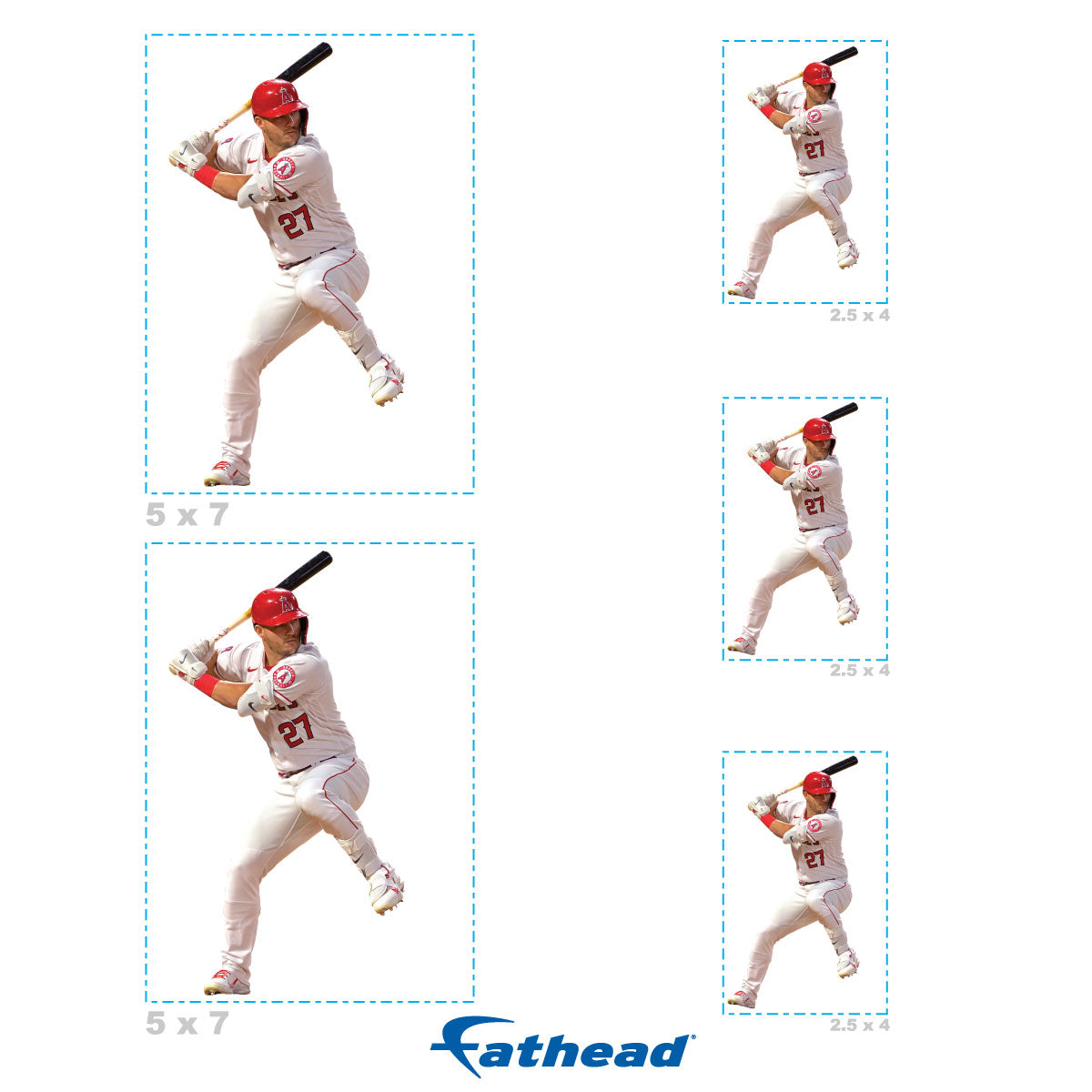 Mike Trout - 5 Player Minis (Mixed Sizes) - Official MLB - Los Angeles Angels - Reusable Vinyl Decals