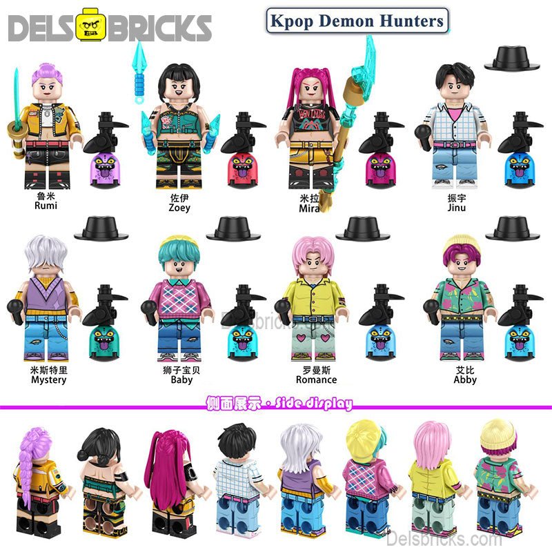 KPOP Demon Hunters set of 8 Anime Lego Minifigures Custom Toys