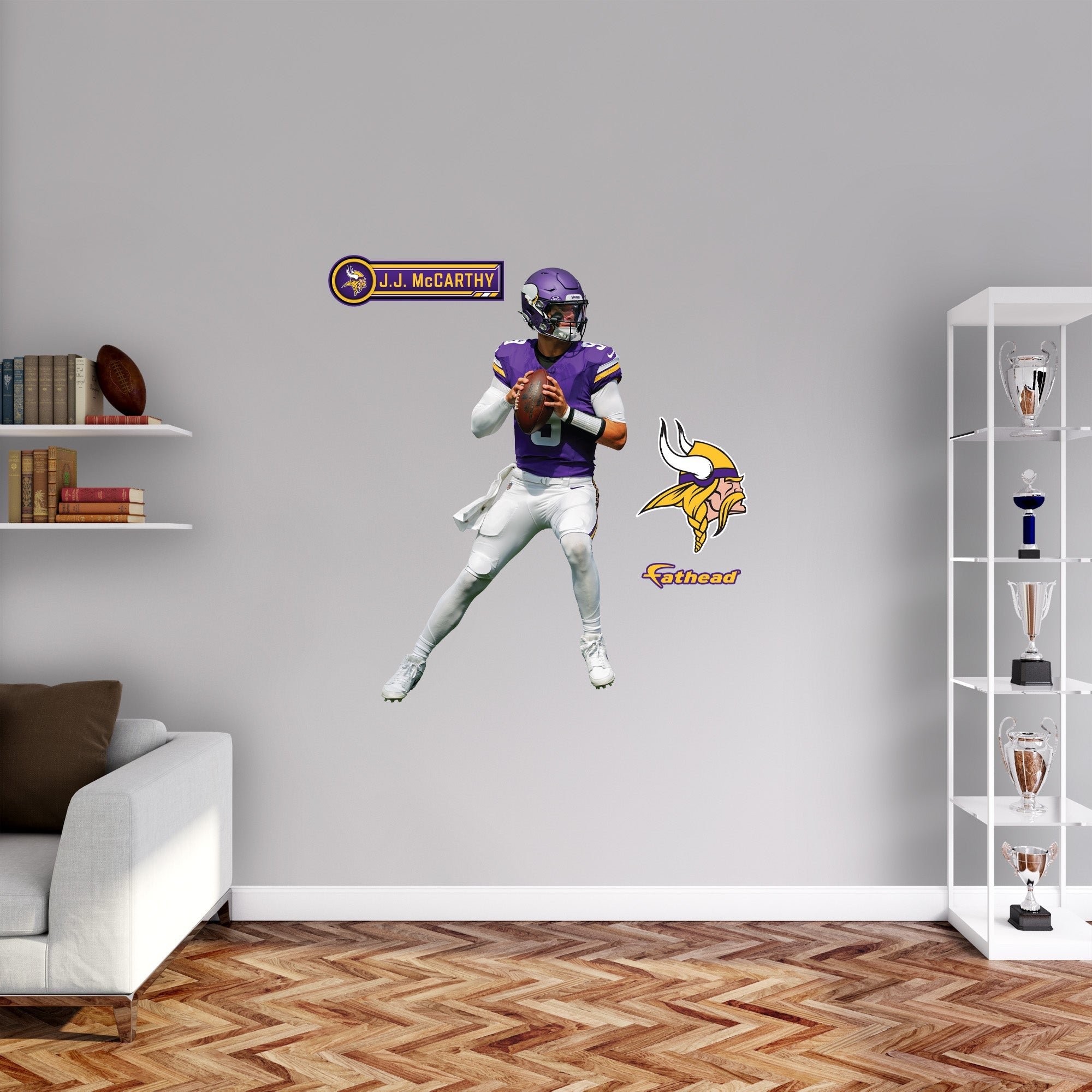 J.J. McCarthy - RealBig Collection - Official NFL - Minnesota Vikings - Reusable Vinyl Wall Decals