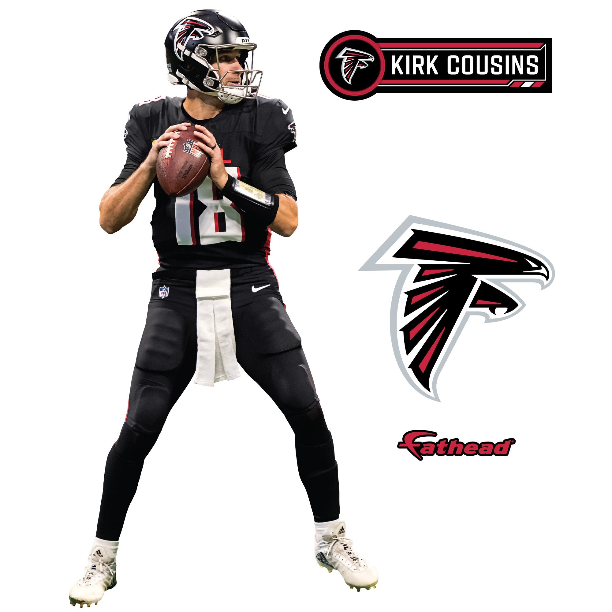 Kirk Cousins - RealBig Collection - Official NFL - Atlanta Falcons - Reusable Vinyl Wall Decals