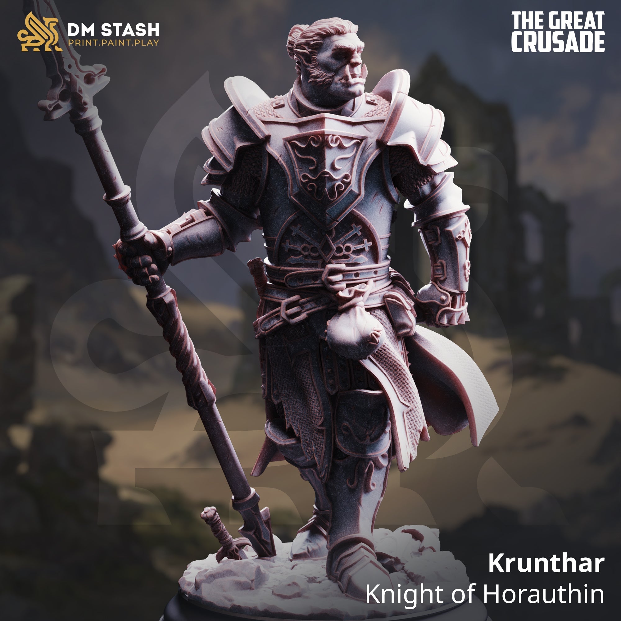 Krunthar, Knight of Horauthin (Male Half-Orc Paladin)