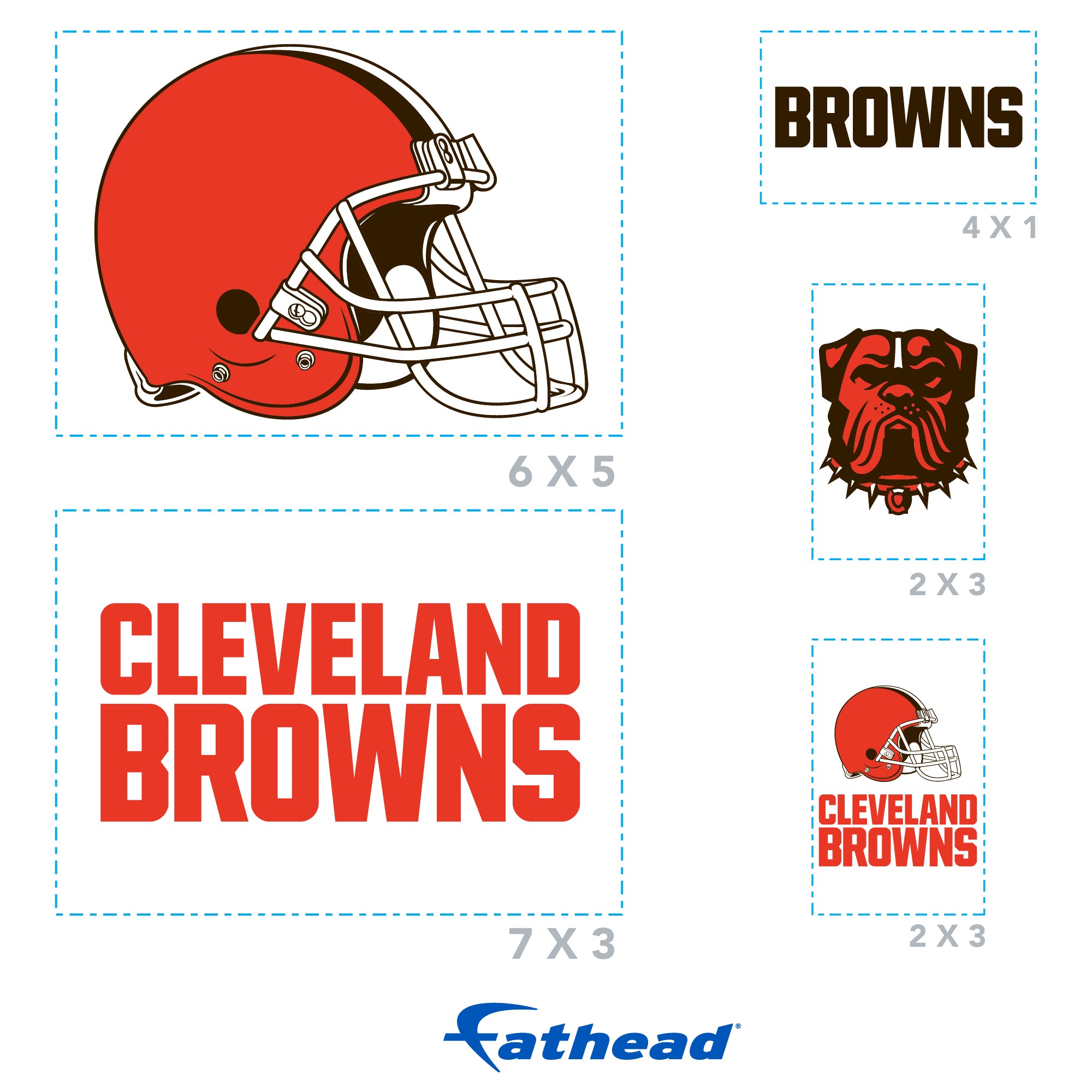 Cleveland Browns - 5 Logo Minis (Mixed Sizes) - Official NFL - Reusable Vinyl Decals #2