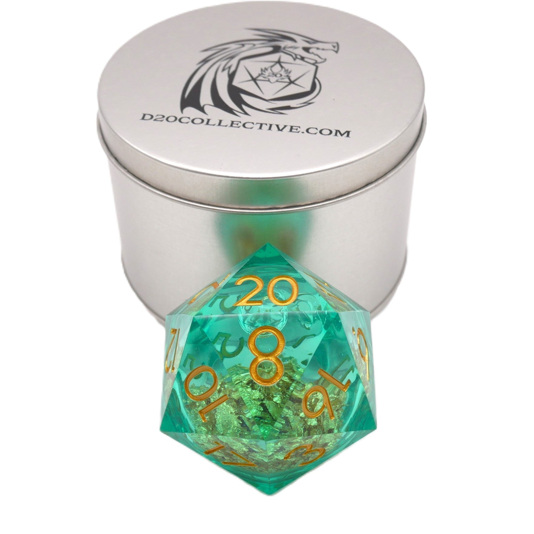 Leprechaun's Gold - Giant D20 Liquid Core DnD Dice Set | Acrylic RPG Gaming Dice