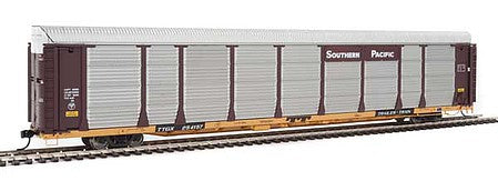 Walthers Proto 101344 HO Scale 89' Thrall Bi-Level Auto Carrier - Ready To Run -- Southern Pacific(TM) Rack, TTGX Flatcar #254157 (Boxcar Red, silver; yellow