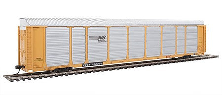 Walthers Proto 101425 HO Scale 89' Thrall Enclosed Tri-Level Auto Carrier - Ready to Run -- Norfolk Southern Rack ETTX Flat #33488/700392 (yellow, silver, black)