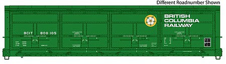 Walthers Proto 101920 HO Scale 56' Thrall All-Door Boxcar - Ready to Run -- British Columbia BCIT #800113 (green, white, yellow; Dogwood Logo)