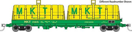 Walthers Proto 920-105231 HO Scale 50' Evans Cushion Coil Car - Ready to Run -- Missouri-Kansas-Texas(TM) #14046 - glass-fiber hoods (green, yellow)