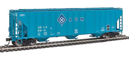Walthers Proto 106142 HO Scale 55' Evans 4780 Covered Hopper - Ready To Run -- Archer-Daniels-Midland UELX #60112 (blue, molecule logo)