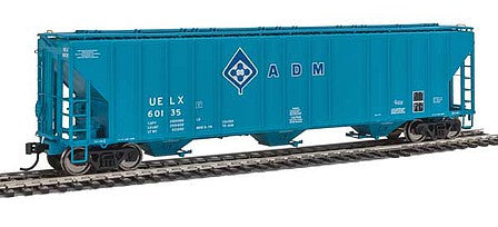 Walthers Proto 106145 HO Scale 55' Evans 4780 Covered Hopper - Ready To Run -- Archer-Daniels-Midland UELX #60135 (blue, molecule logo)