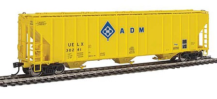 Walthers Proto 106151 HO Scale 55' Evans 4780 Covered Hopper - Ready To Run -- Archer-Daniels-Midland UELX #30241 (yellow, molecule logo)