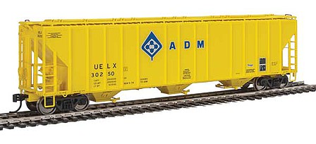 Walthers Proto 106153 HO Scale 55' Evans 4780 Covered Hopper - Ready To Run -- Archer-Daniels-Midland UELX #30250 (yellow, molecule logo)