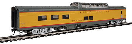 Walthers Proto 18653 HO Scale 85' ACF Dome Diner Union Pacific(R) Heritage Fleet - Ready to Run - Lighted -- Union Pacific UPP #8008 "City of Portland" (Armour Yellow, gray, red)