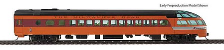 Walthers Proto 9098 HO Scale 85' Milwaukee Road Skytop Lounge Rapids Series - Ready to Run -- Twin Cities Hiawatha - Milwaukee Road "Priest Rapids" (orange, maroon, black)