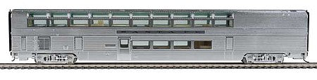 Walthers Proto 9604 HO Scale 85' Budd Hi-Level Sky Lounge - Ready to Run -- Santa Fe (Real Metal Finish w/decals)