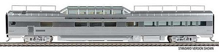 Walthers Proto 9628 HO Scale 85' Pullman-Standard Pleasure Dome Bar Lounge -- Santa Fe #504 (Real Metal Finish)
