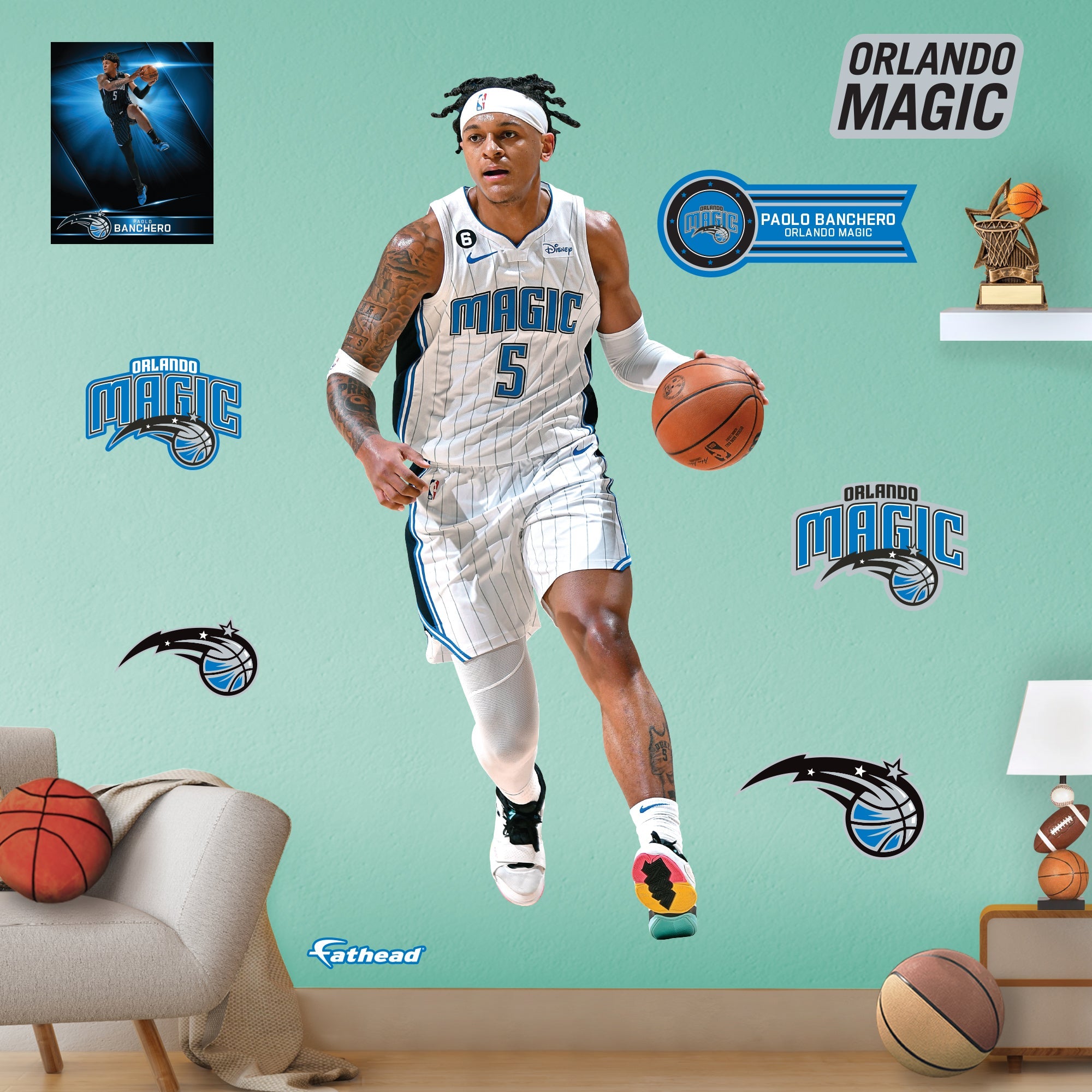 Paolo Banchero - RealBig Collection - Official NBA - Orlando Magic - Reusable Vinyl Wall Decals