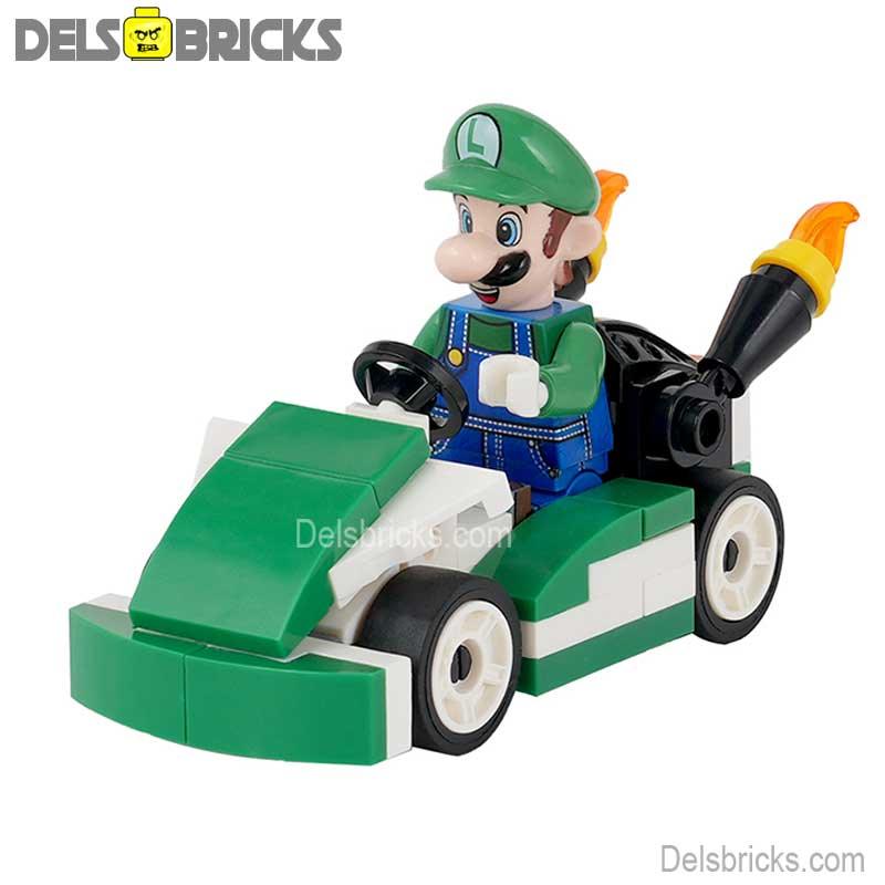 Luigi Kart Brothers Super Mario Lego Minifigures Custom Toys