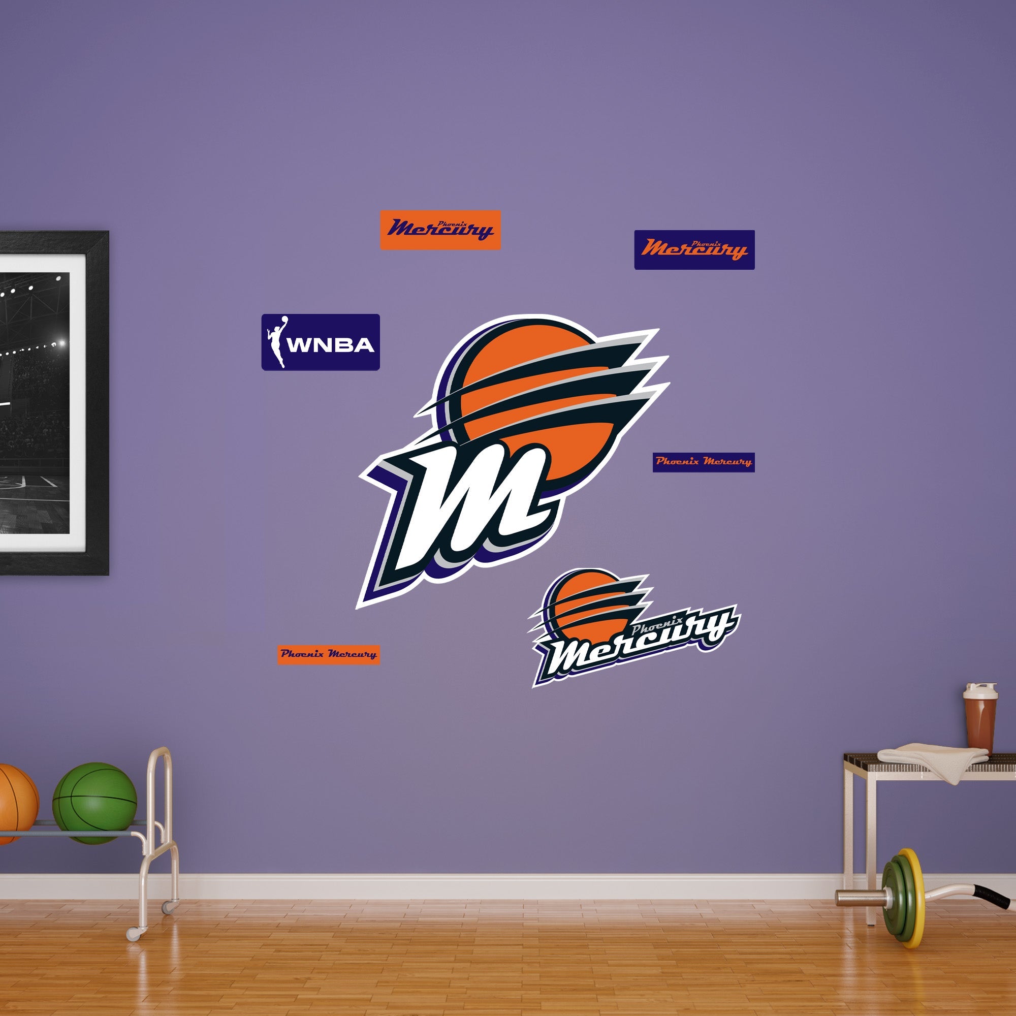 Phoenix Mercury - RealBig Logo Collection - Official WNBA - Reusable Vinyl Wall Decals