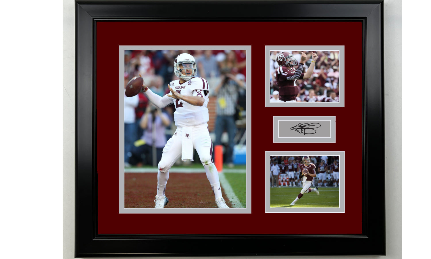 Framed Johnny Manziel Texas A&M Aggies Facsimile Laser Engraved Signature Football 14x11 3 Photo Collage