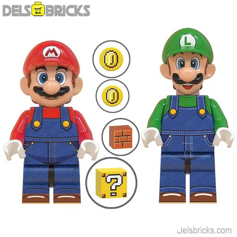 Mario Brothers Movie & Luigi set of 2 Super Mario Lego Minifigures