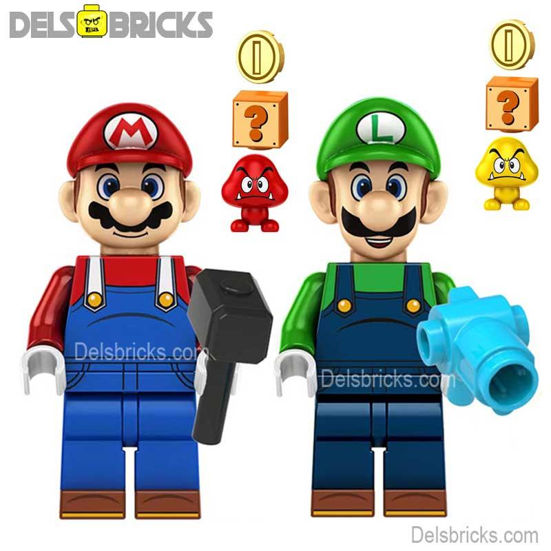 Mario & Luigi Brothers Set of 2 Super Mario Lego Minifigures New1