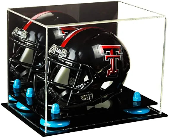 Mini/Miniature Football Helmet (not Full Size) Display Case - Mirror no Wall Mounts (A003/V45)