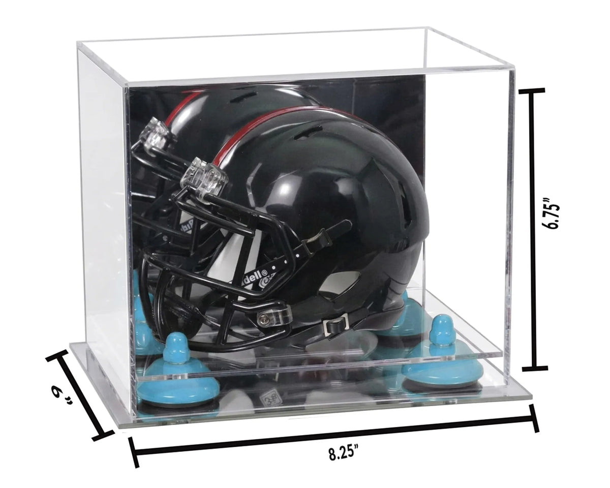 Mini/Miniature Football Helmet (not Full Size) Display Case - Mirror no Wall Mounts (A003/V45)
