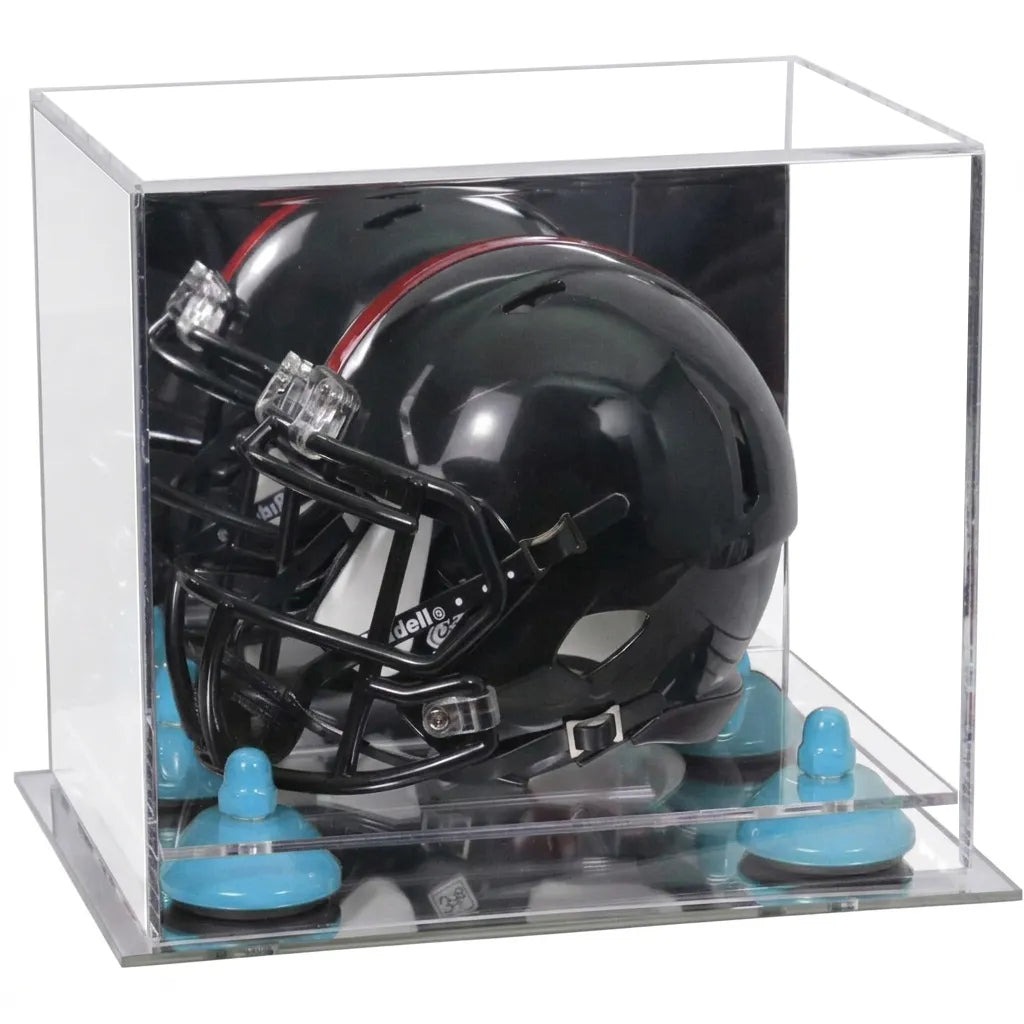 Mini/Miniature Football Helmet (not Full Size) Display Case - Mirror no Wall Mounts (A003/V45)
