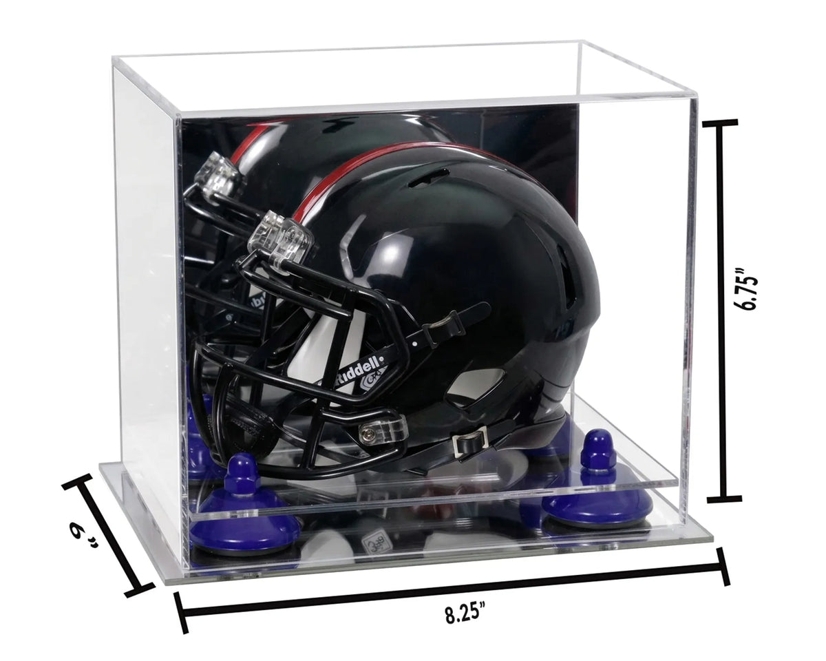 Mini/Miniature Football Helmet (not Full Size) Display Case - Mirror no Wall Mounts (A003/V45)