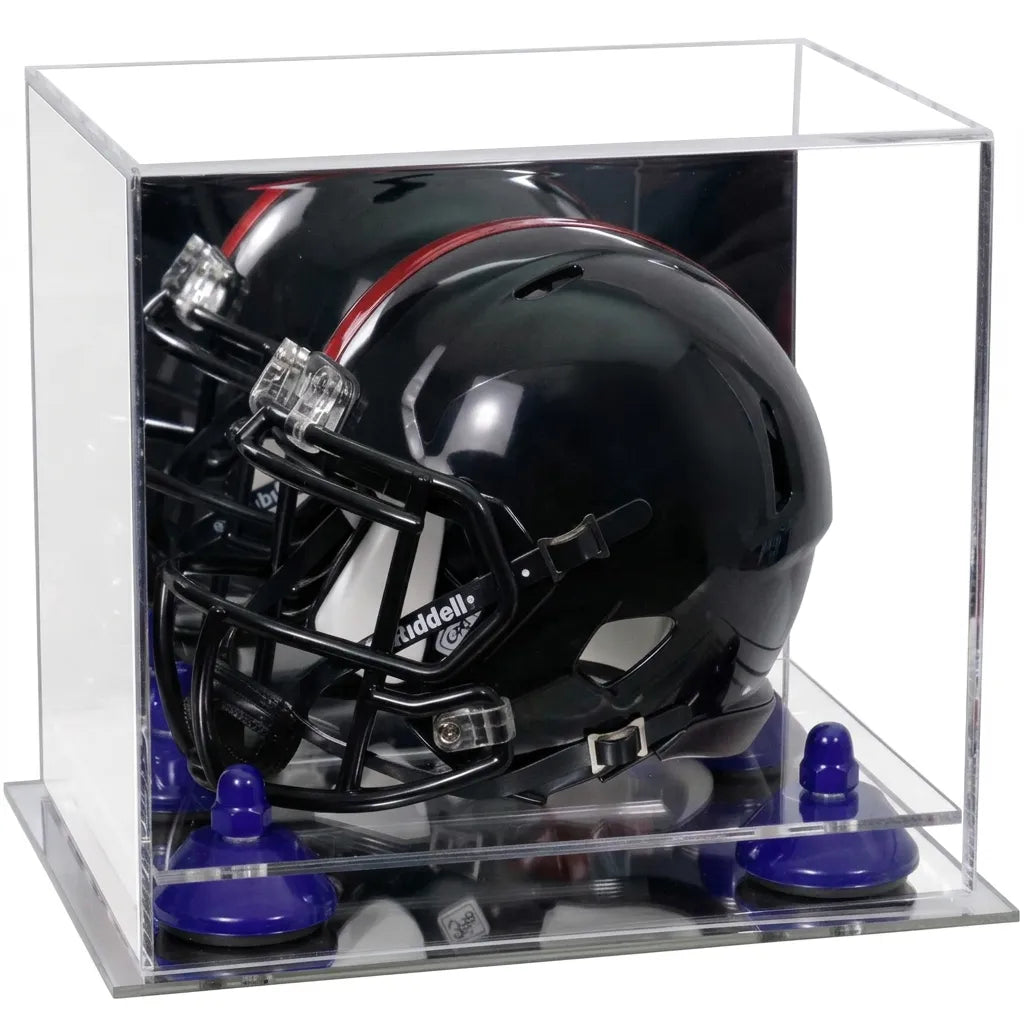 Mini/Miniature Football Helmet (not Full Size) Display Case - Mirror no Wall Mounts (A003/V45)
