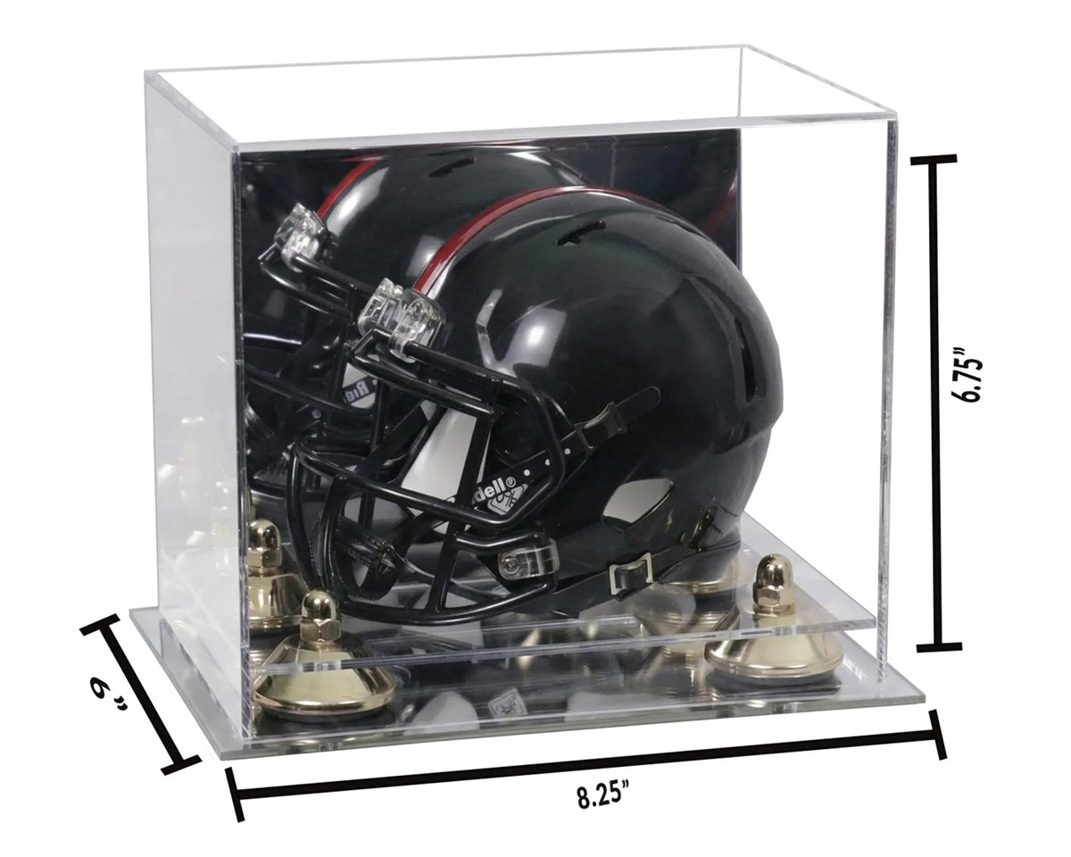 Mini/Miniature Football Helmet (not Full Size) Display Case - Mirror no Wall Mounts (A003/V45)