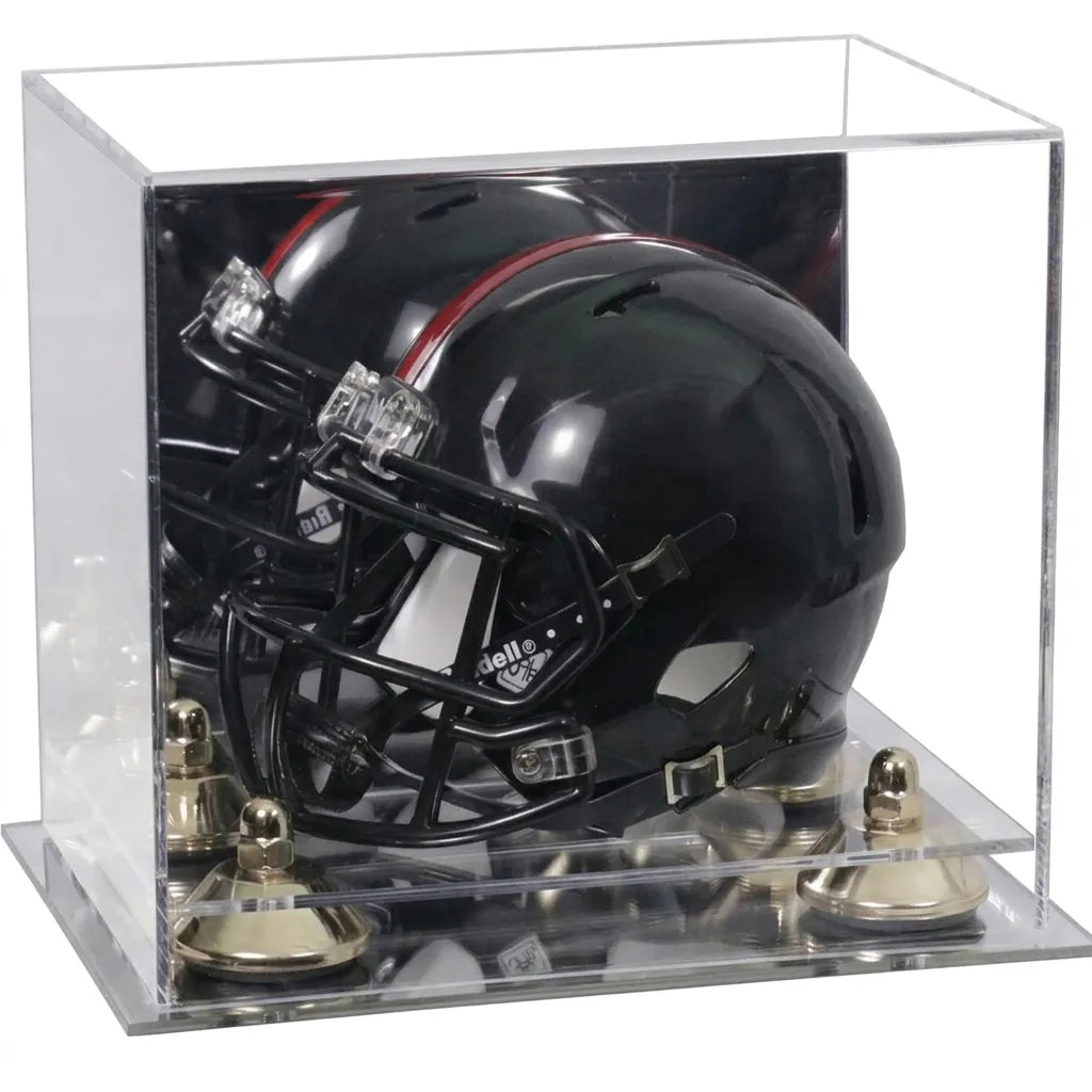 Mini/Miniature Football Helmet (not Full Size) Display Case - Mirror no Wall Mounts (A003/V45)